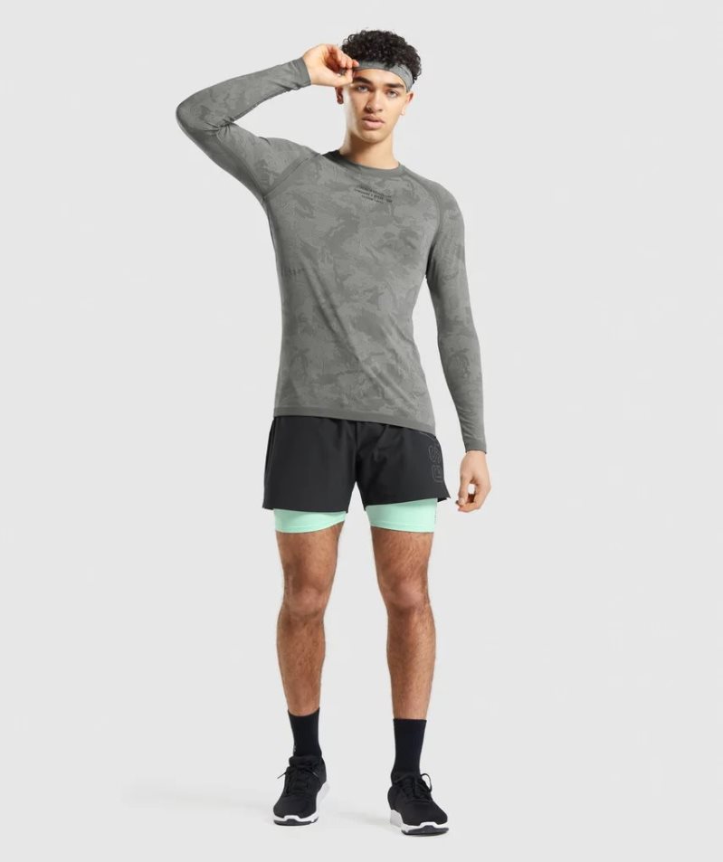 Koszulki Gymshark Steve Cook Long Sleeve Seamless Męskie Szare | PL 546KTD